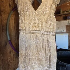 Elegant Gold Sequin Prom Dress